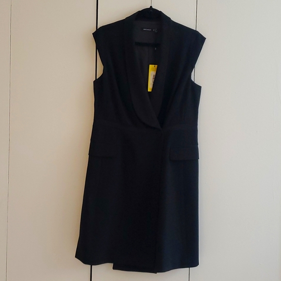 NWT Karen Millen Sleeveless Black Tuxedo Dress Size 12